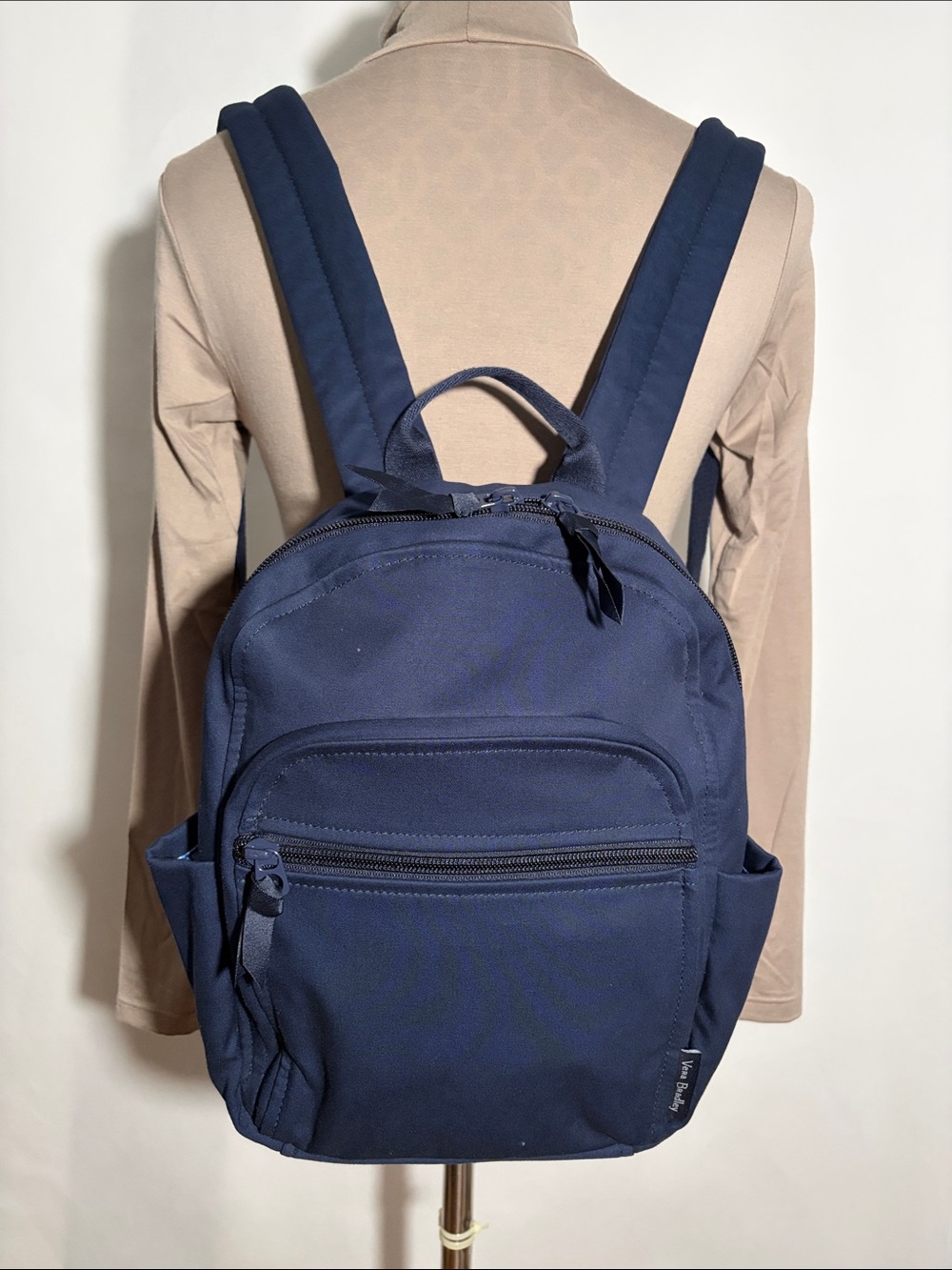 Vera Bradley Small Compact Backpack Classic Navy Cotton Fabric